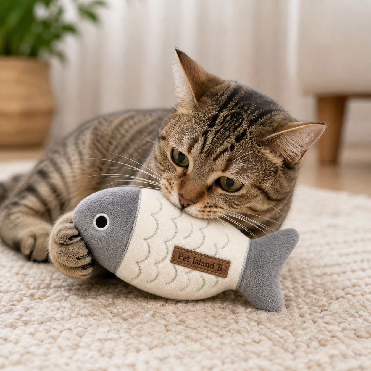 Plush Fish Cat Toy | Soft Bite & Kick Toy for Cats | Interactive Indoor Pet Toy | Pet Island II - Image 5